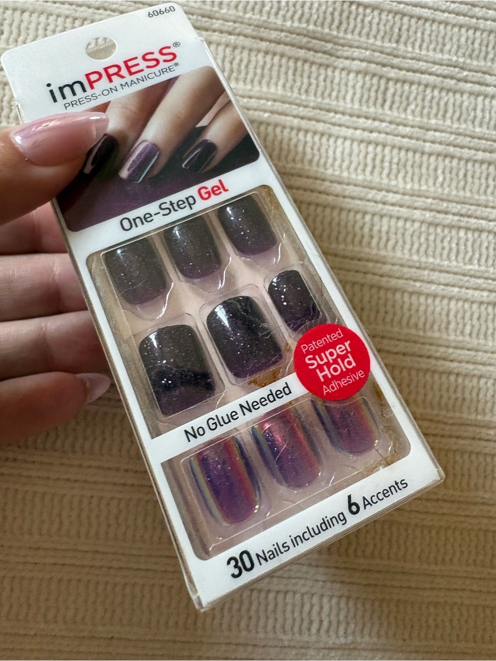 imPRESS One-Step Gel Press-On Manicure - Purple Glitter (30 Nails)
